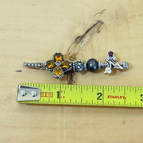 Barbara Bixby Pendant Enhancer Sterling 18k Gold Citrine Garnet Pearl Key Silver - Picture 10 of 14